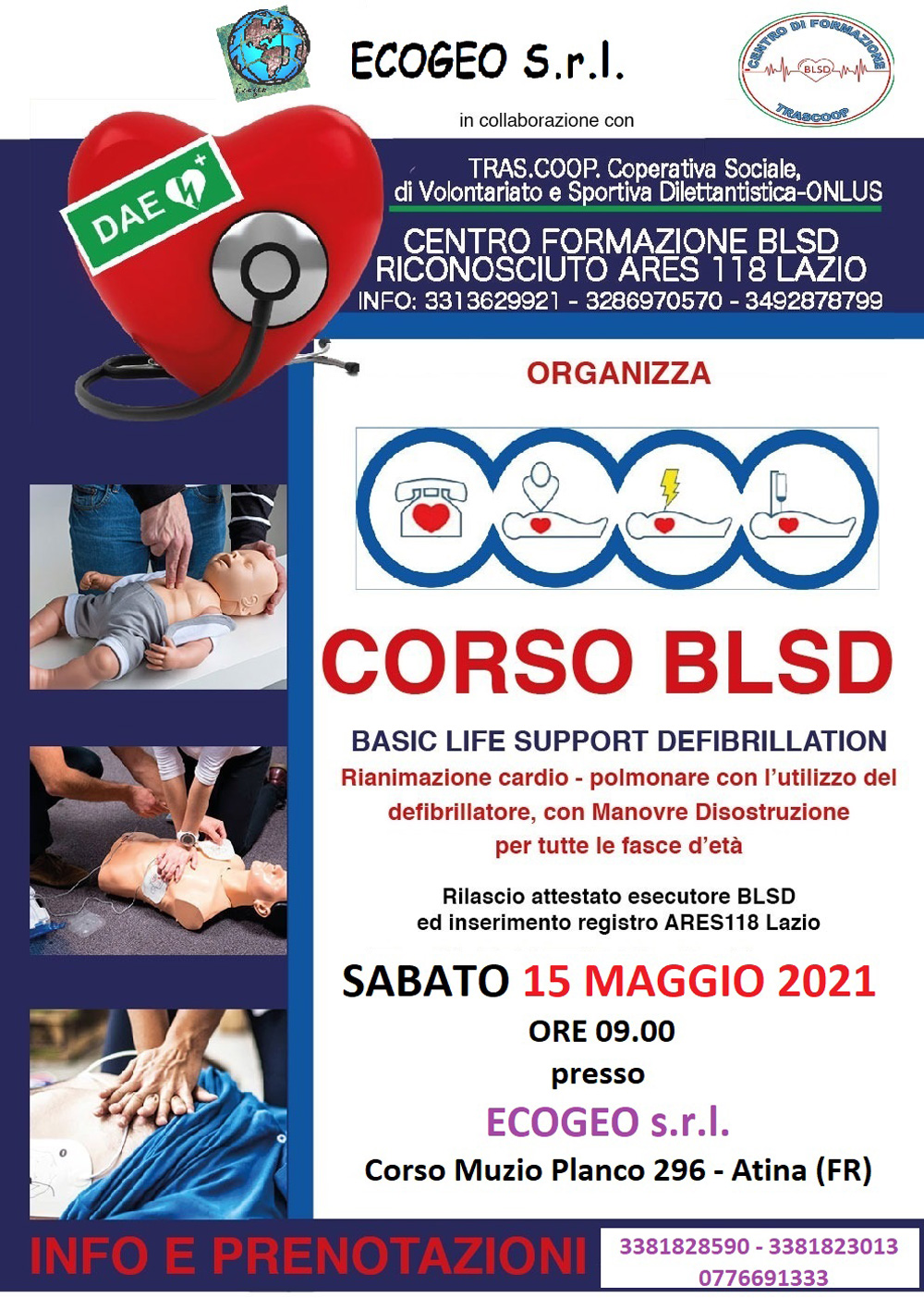 Corso BLSD - sabato 15 maggio 2021
