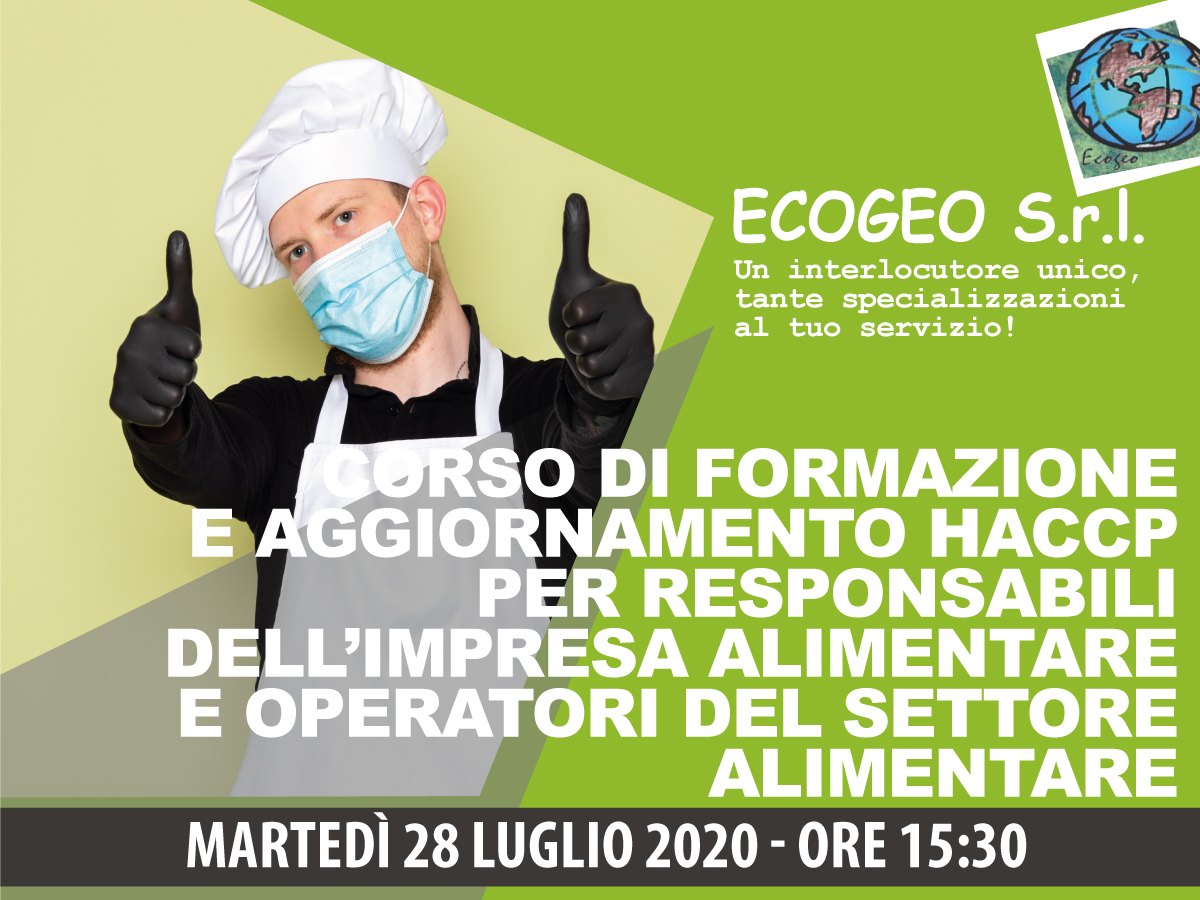 ORSO DI FORMAZIONE E AGGIORNAMENTO HACCP PER RESPONSABILI DELL’IMPRESA ALIMENTARE E OPERATORI DEL SETTORE ALIMENTARE